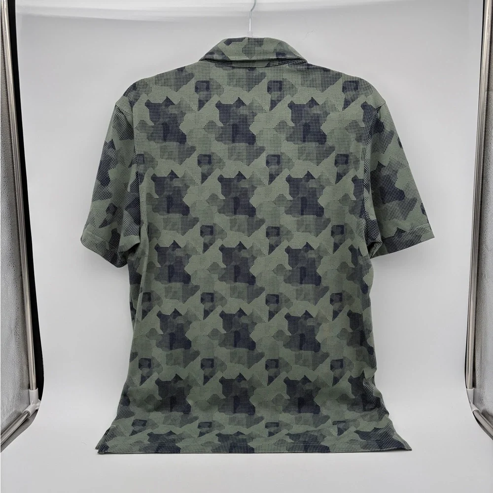 NWT Mens Adidas Golf GoTo Print Shirt Silver Green Collegiate Navy Golf Polo